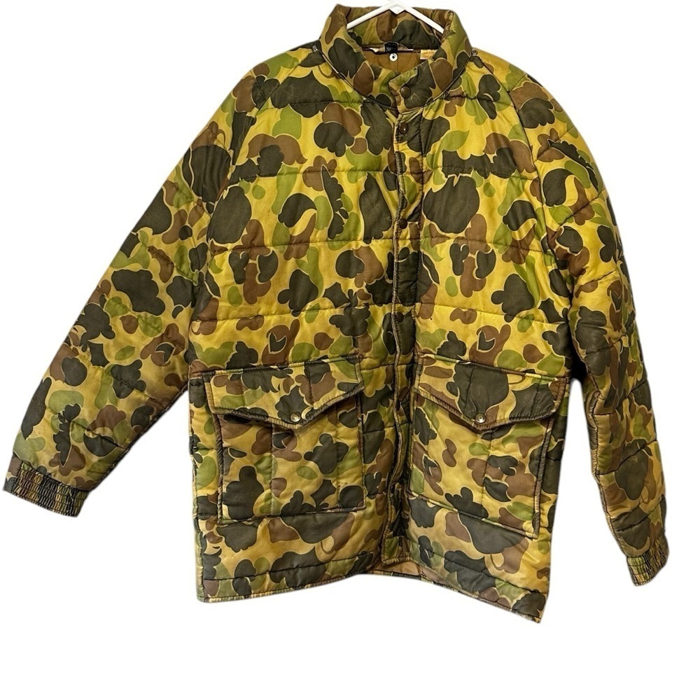 VTG Mr Bill Sportswear Woodland Camo Puffer Coat Insulated Size Large